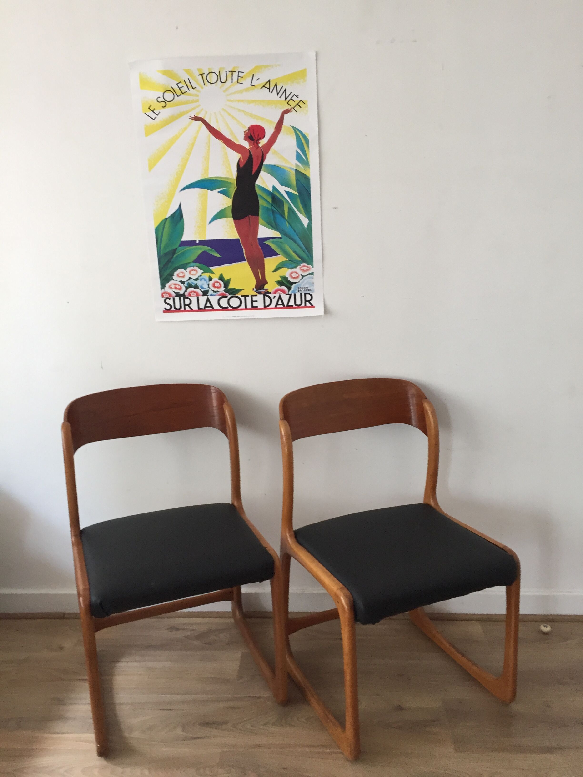 Pair of armchairs Baumann vintage sled