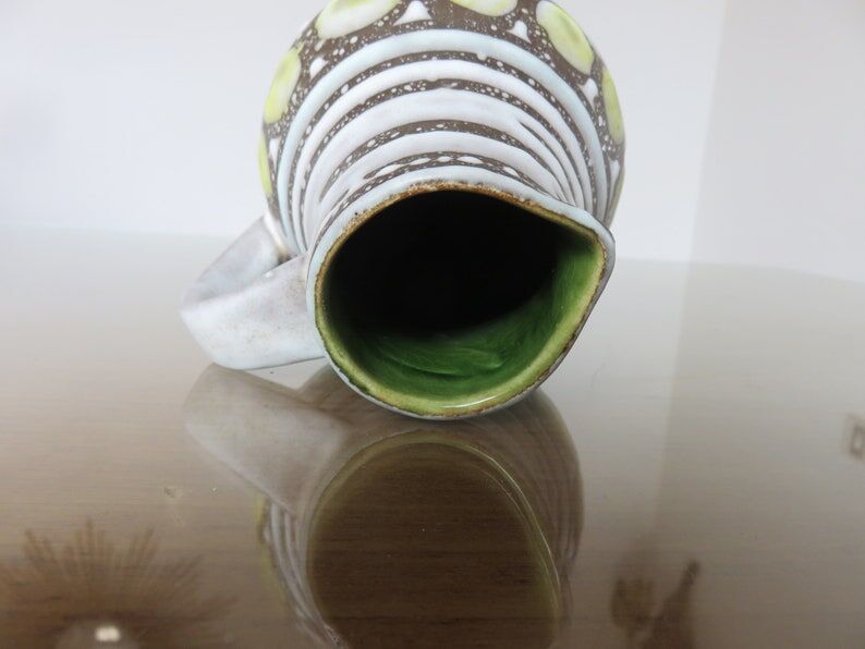 Green and grey ceramic pitcher 60s
