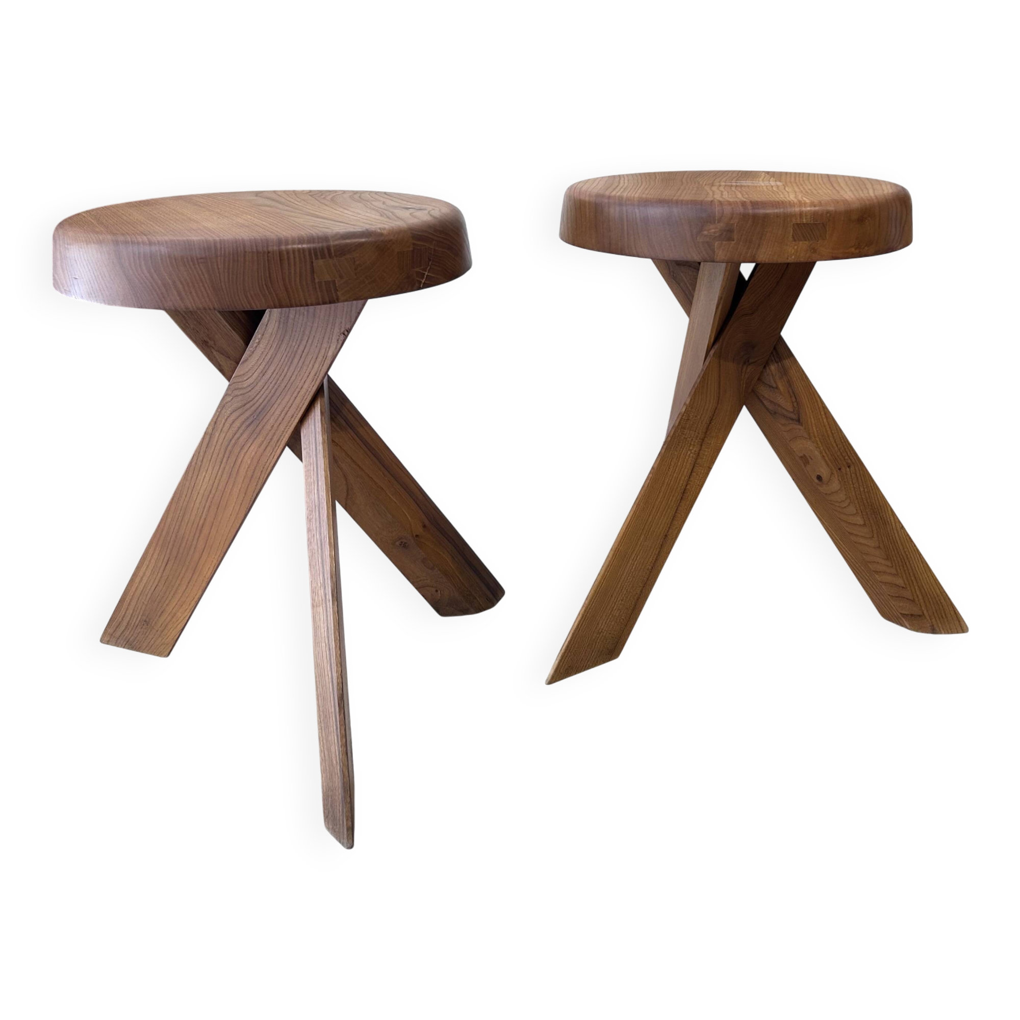Paire de S28 Tabourets, Pierre Chapo 1970