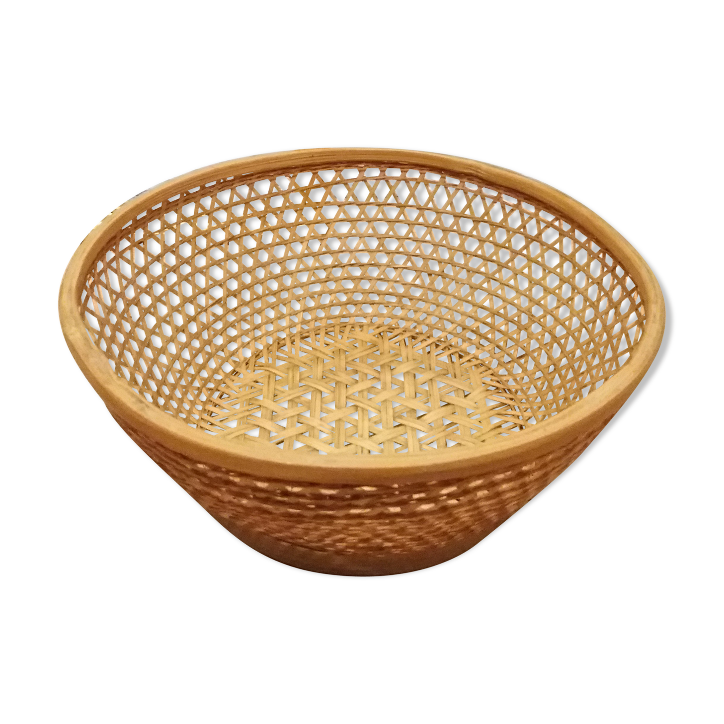 Vintage braided rattan basket