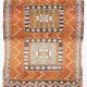3x5 Orange & Green Small Size Vintage Kilim Rug, 102x141Cm