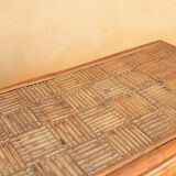 Rattan bar with 3 vintage stools