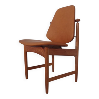 Teak and brass side chair by Arne Hovmand-Olsen for Mogens Kold, 1950s