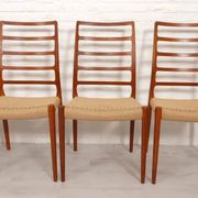 6 x vintage dining chairs | Niels Otto Møller | Model 82 | Papercord | Teak
