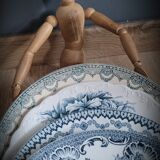 Quartet of mismatched blue plates