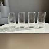 Set of 4 transparent twisted water glasses H:12cm
