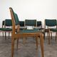 Set of 8 vintage green fabric chairs.
