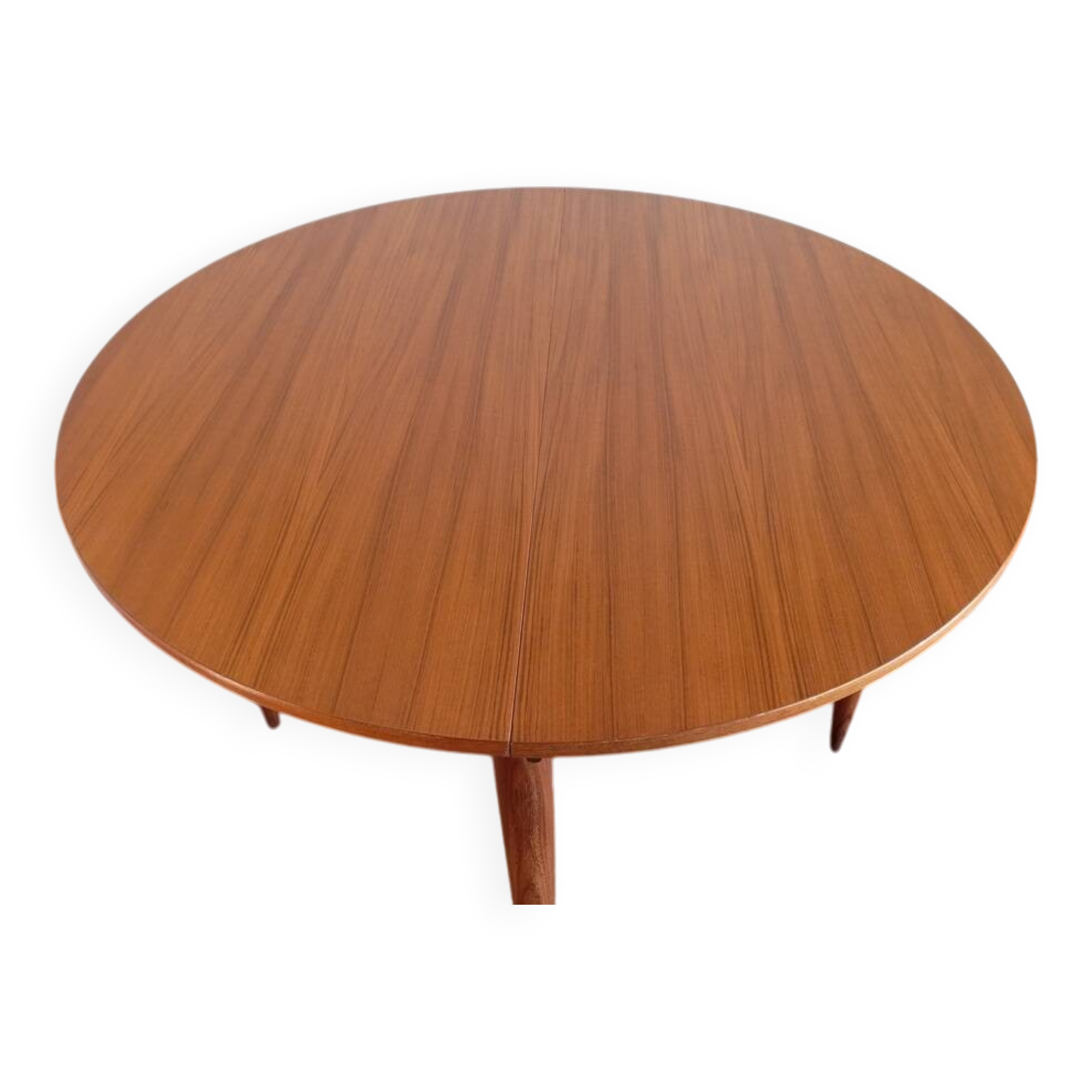 Scandinavian round extendable teak table