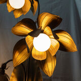 Lampadaire fleurs en laiton doré