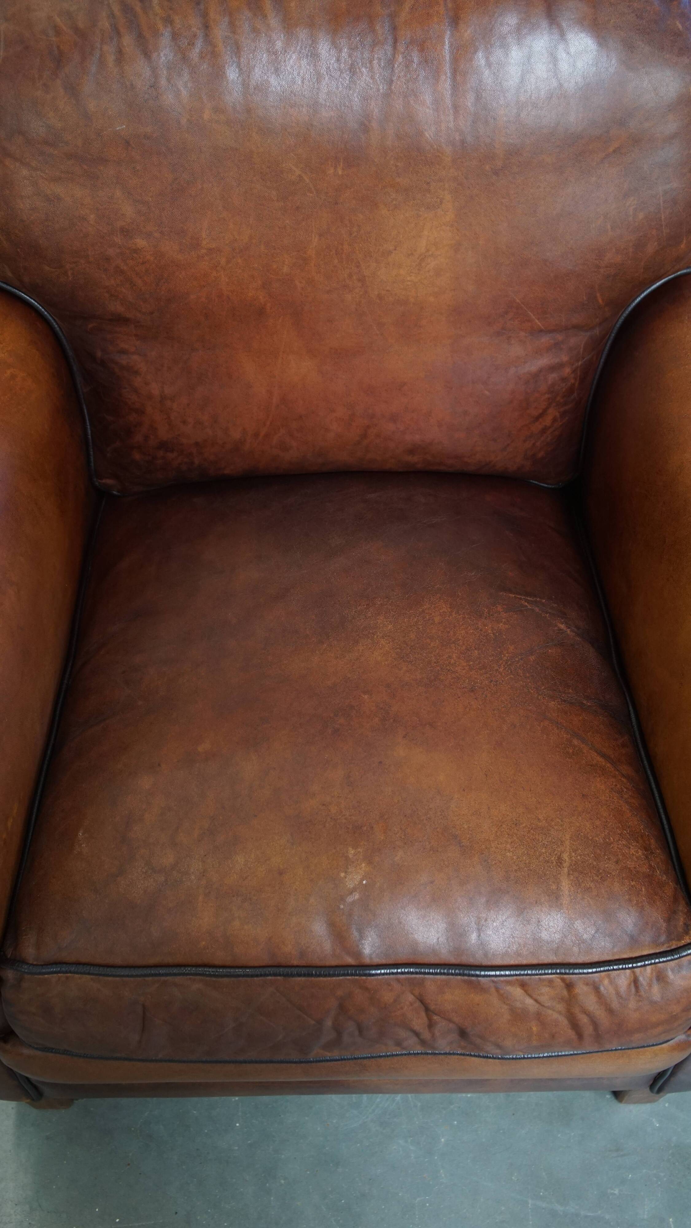 Fauteuil en cuir de mouton de style anglais