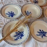 6 assiettes anciennes 1920/30 Badonviller, décor bleu