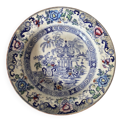 Plat creux Terre de Fer polychrome Choisy-le-Roi , Modèle Asie