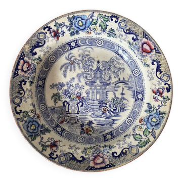 Hollow plate, polychrome Terre de Fer, Choisy-le-Roi, Asia model.