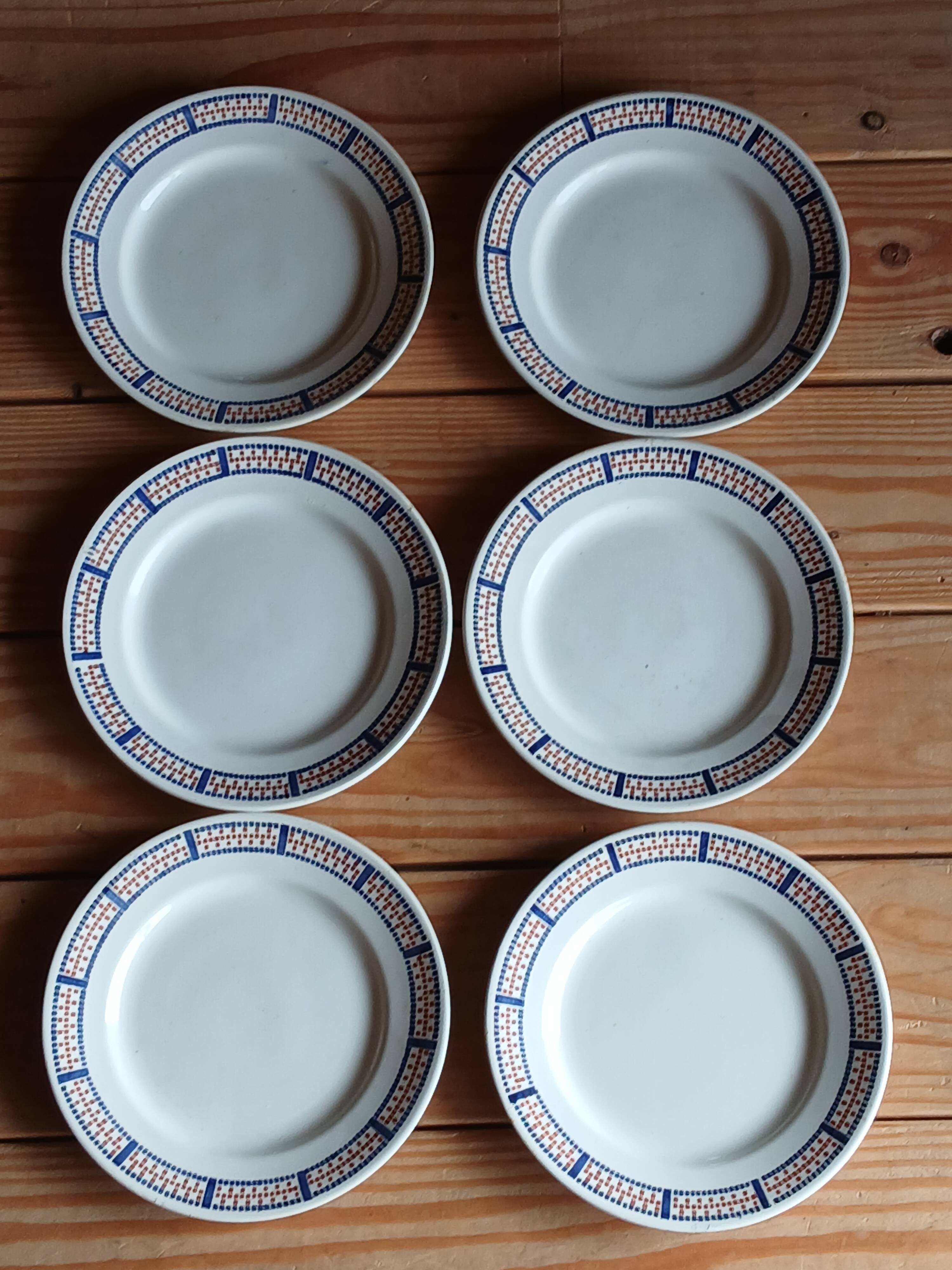 Six antique dinner plates