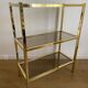 VINTAGE SHELF CONSOLE IN GOLD METAL AND SMOKED GLASS