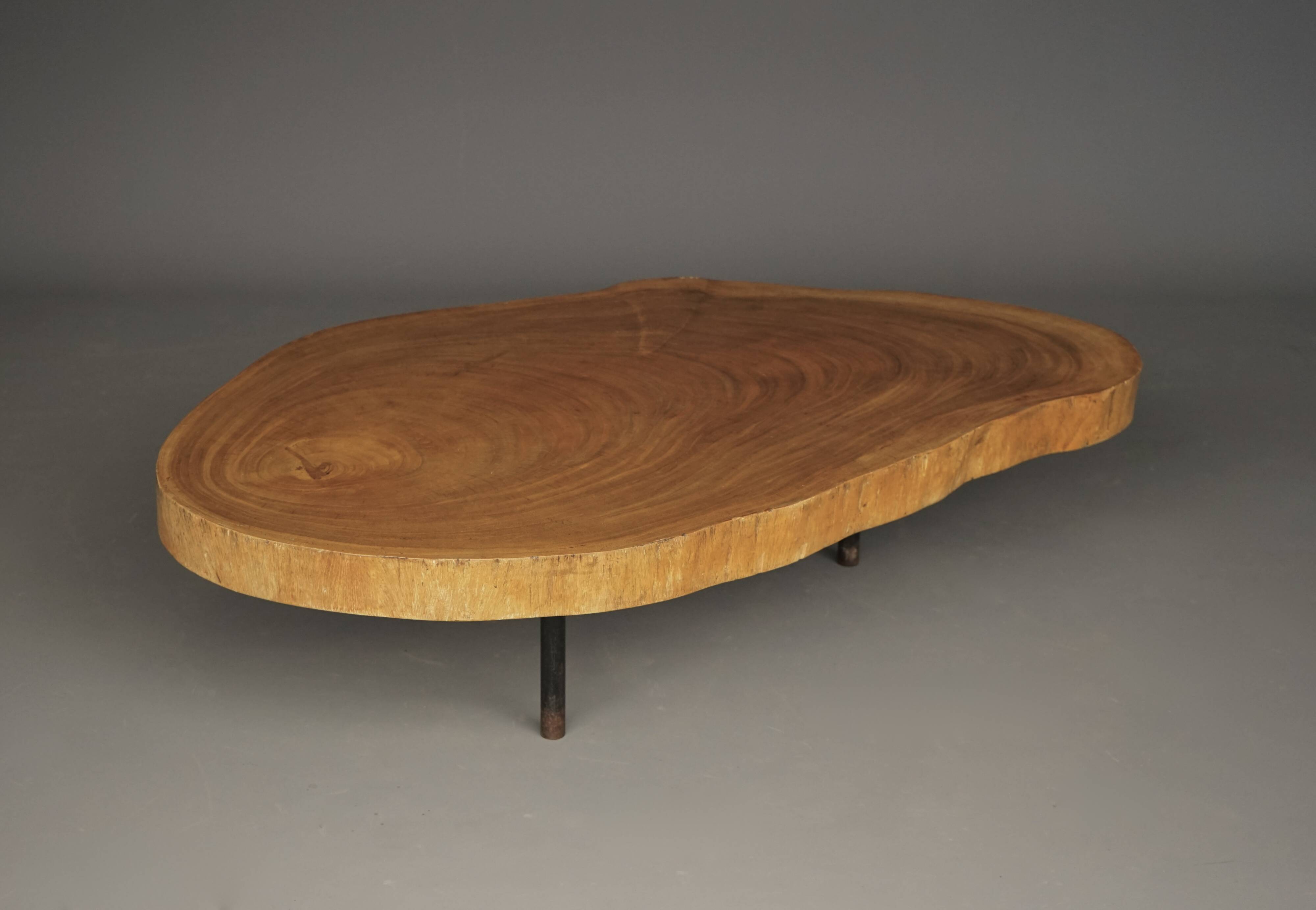 Table basse brutaliste en bois de tronc d'arbre, années 1960
