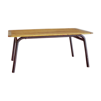 Table basse métal et bois vintage années 60