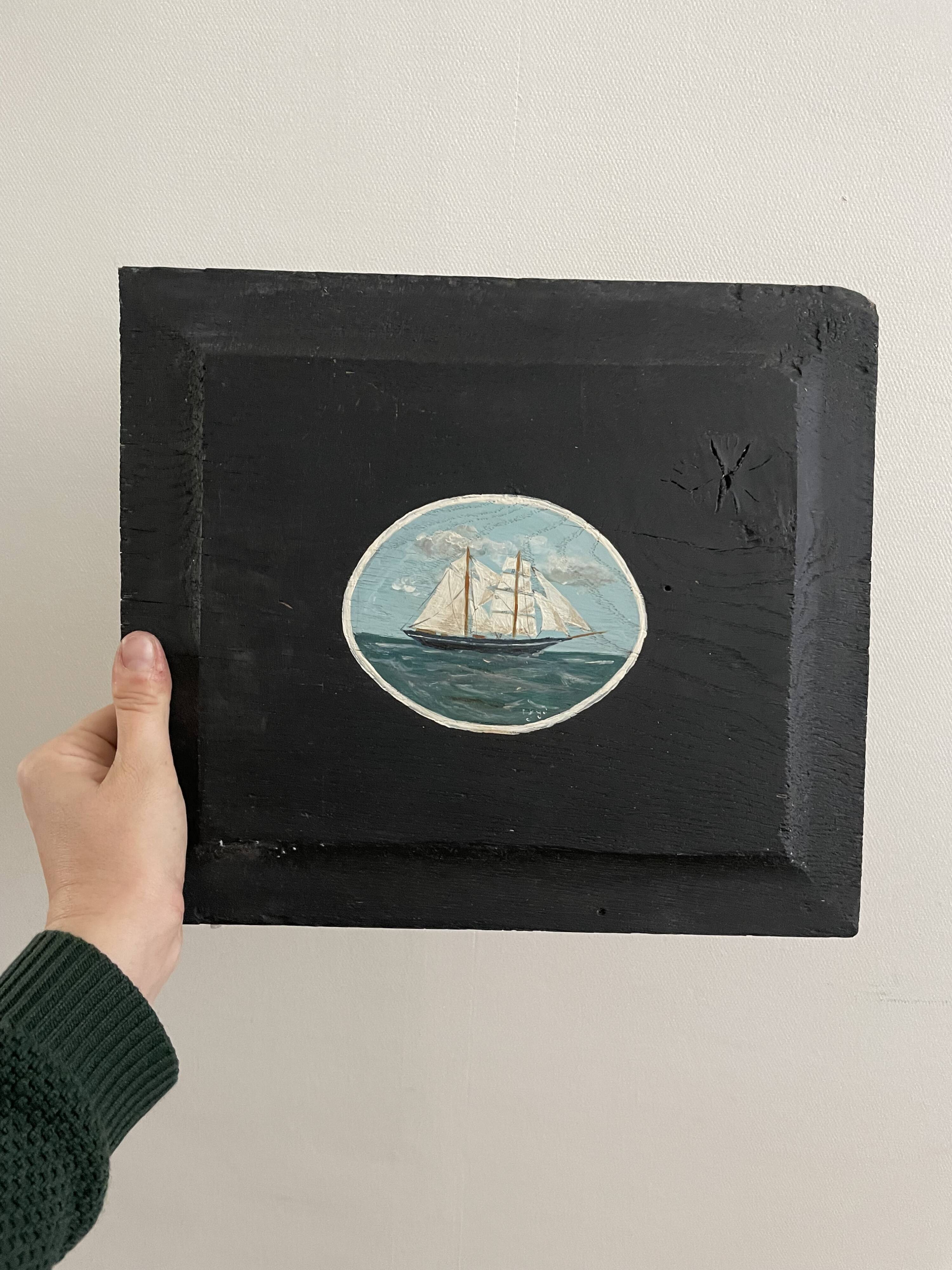 Maritime landscape, oil on thick wooden panel