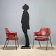 Pair of vintage metal and faux leather armchairs, Italian design, 1960s