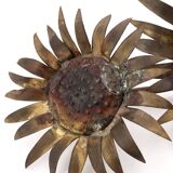 Brutalist brass sunflower sculpture, 1950s