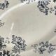 Large oval ironstone dish, "Damas" pattern by Sarreguemines, late 19th century, grey-black.