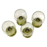 Set of 4 Vintage Roemer Etched Glasses Green Base Germany
