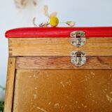 Fisherman stool old wood and imitation leather