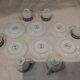 6 cups and 6 saucers, Christofle porcelain, Oceana Ginkgo blue pattern