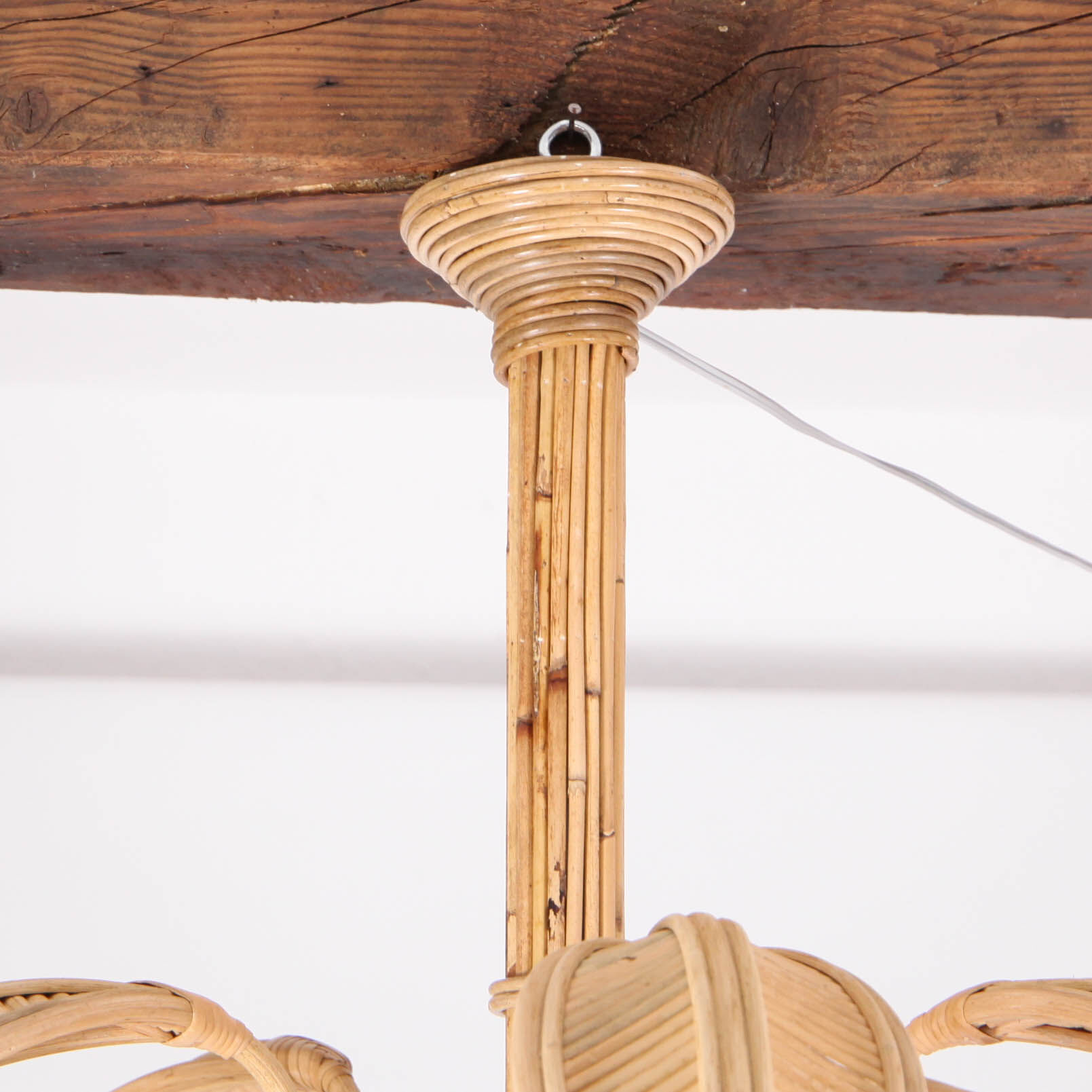 Coconut tree & palm tree pendant light in natural rattan