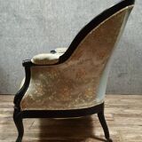 Napoleon III period bench in blackened wood circa 1850