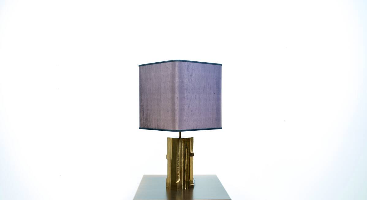 POLISHED/FROSTED BRONZE LAMP MICHEL MANGEMATIN FRANCE 1960