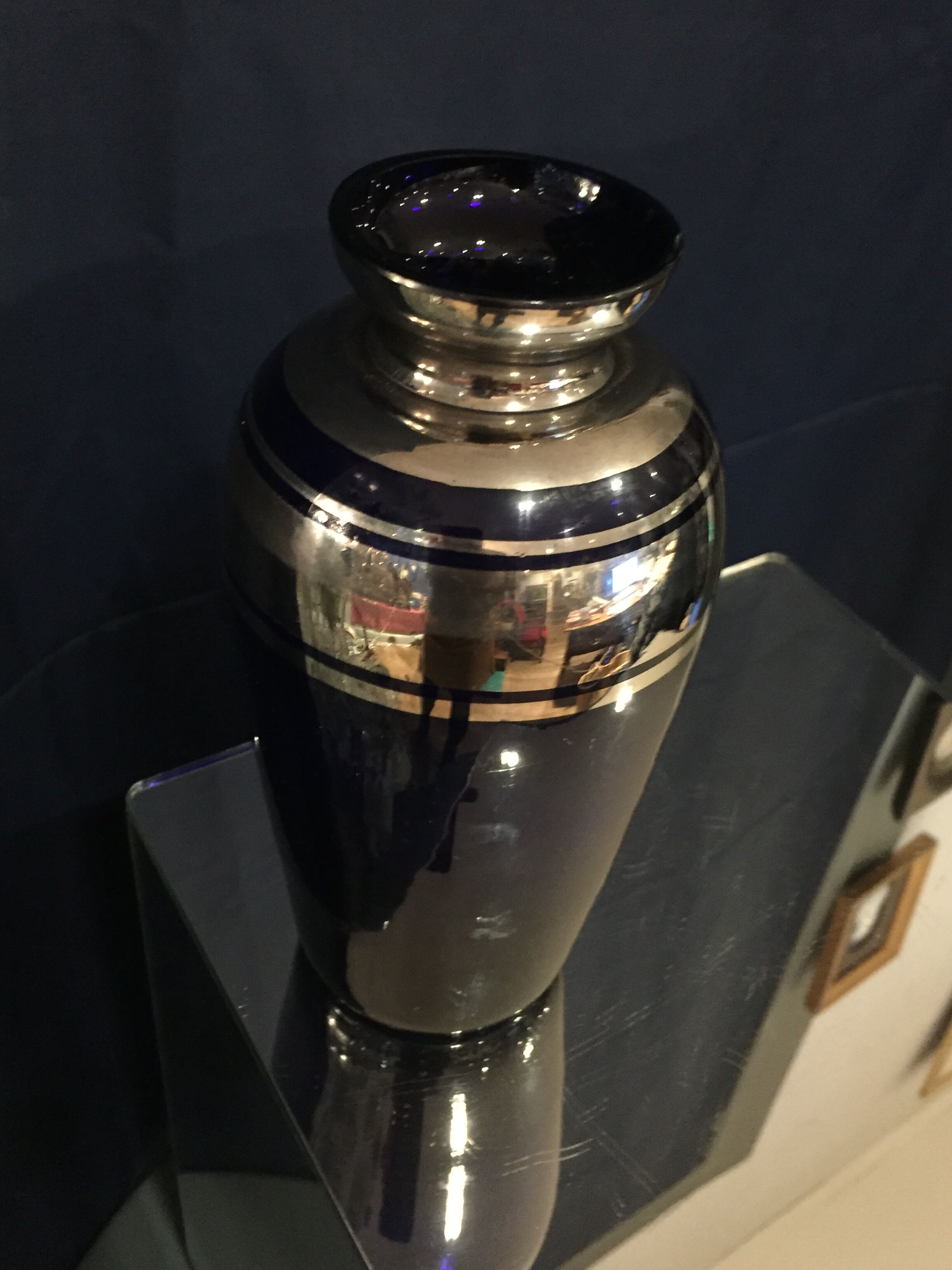 Vase soliflore royal blue and silver years 1930 1940