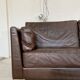 Vintage danish mid-century 3 person brown leather sofa by georg thams 1960s