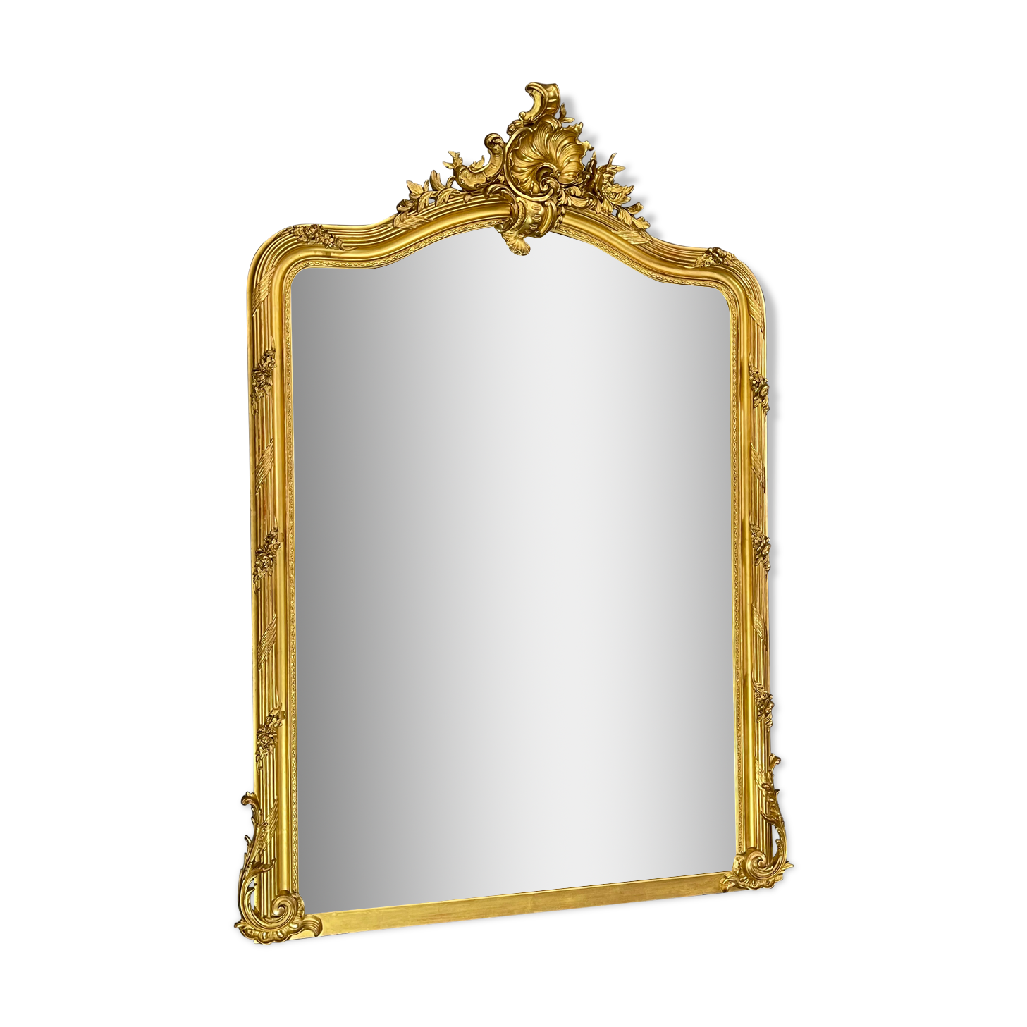 Mirror period XIXth Napoleon III, gilding gold leaf, very good condition