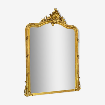 Miroir époque XIXè napoléon III, dorure feuille d’or, très bon état