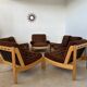 Old modular living room 7 armchairs and vintage Scandinavian design coffee table from the 60s