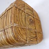 1970's Rattan and Brass Umbrella Stand
