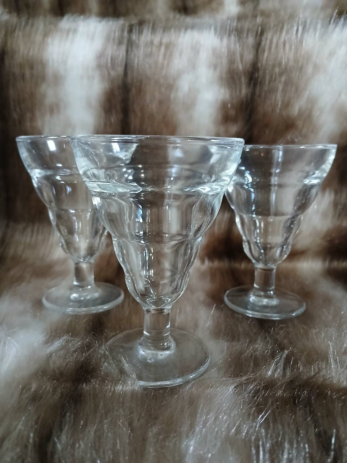 6 vintage Duralex stemmed glasses