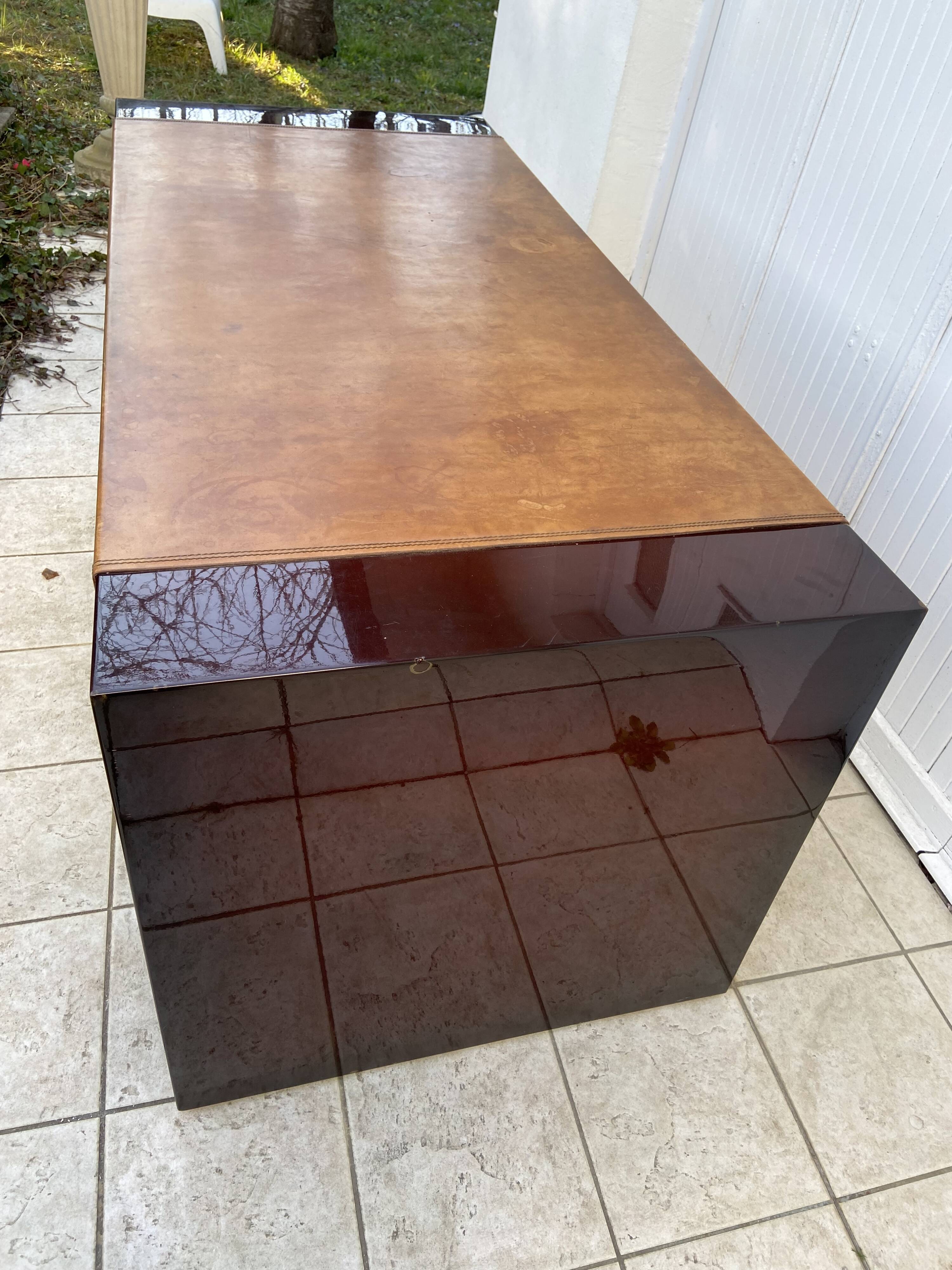 1970s lacquer and leather desk