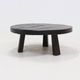 Brutalist Solid Stained Oak Round Tripod Coffee Table 1970s