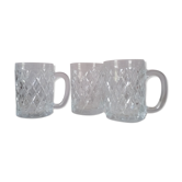 Set de 3 mugs en verre à motifs losanges
