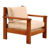 Fauteuil en pin, 1970’s
