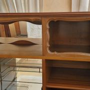 Wooden sideboard with 5 doors and 3 drawers, 2 glass doors.