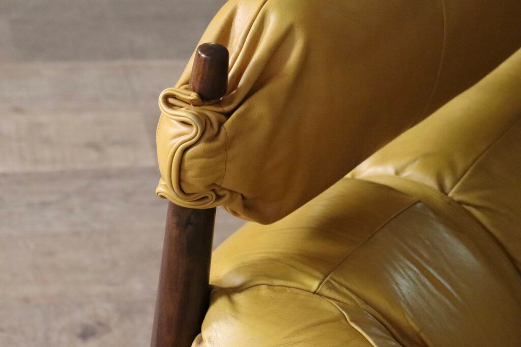 Percival Lafer MP-81 three seater sofa in yellow leather, Brazil 1970s