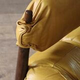 Percival Lafer MP-81 three seater sofa in yellow leather, Brazil 1970s
