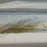 Watercolour by Christian Gaudin framed, certificate Guérande salt marshes.