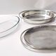 Plat à chevreuil en métal argenté avec cocotte en verre Pyrex de Sabattini, Italie