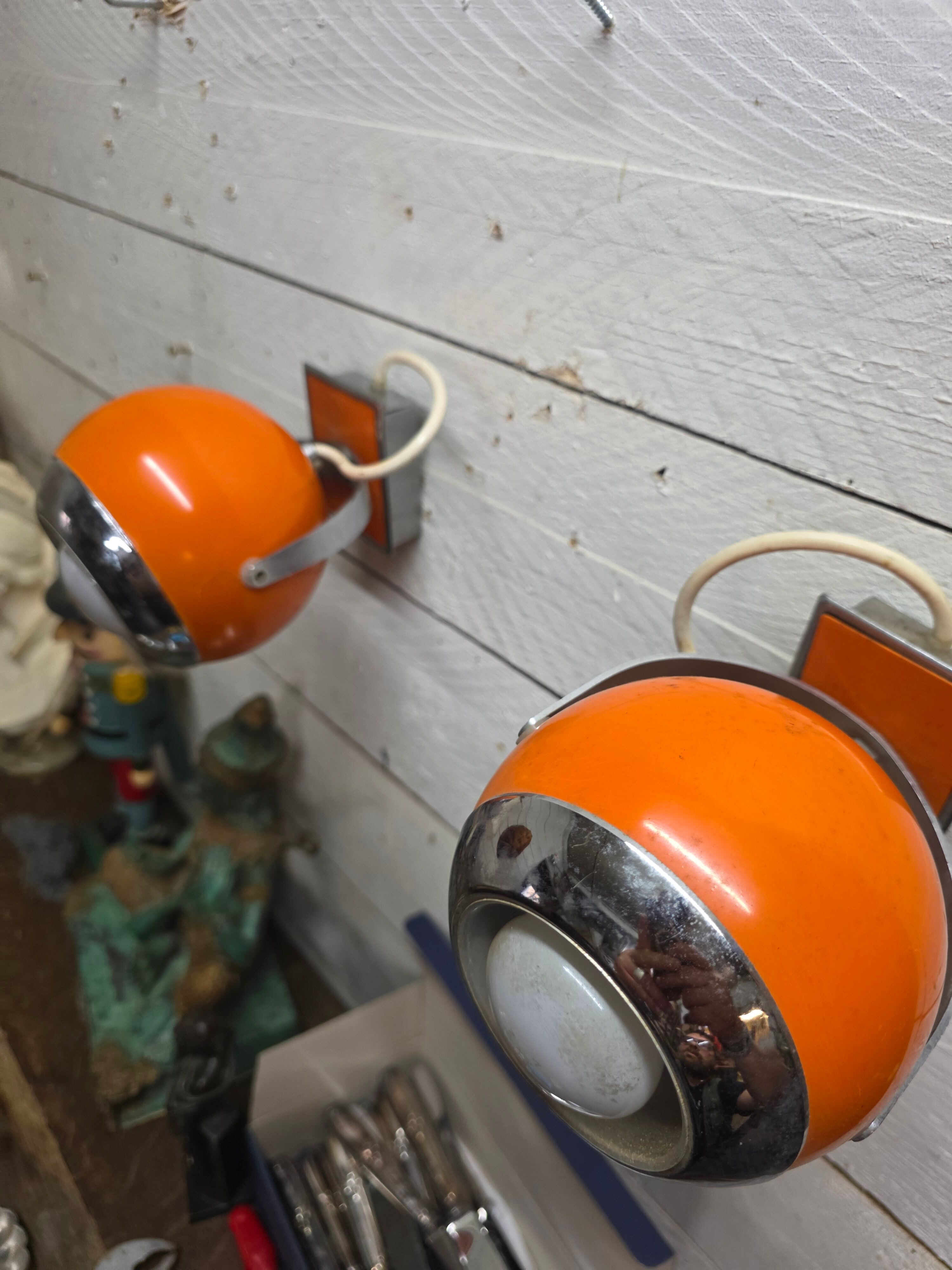Pair of vintage 70s eyeball wall lights.