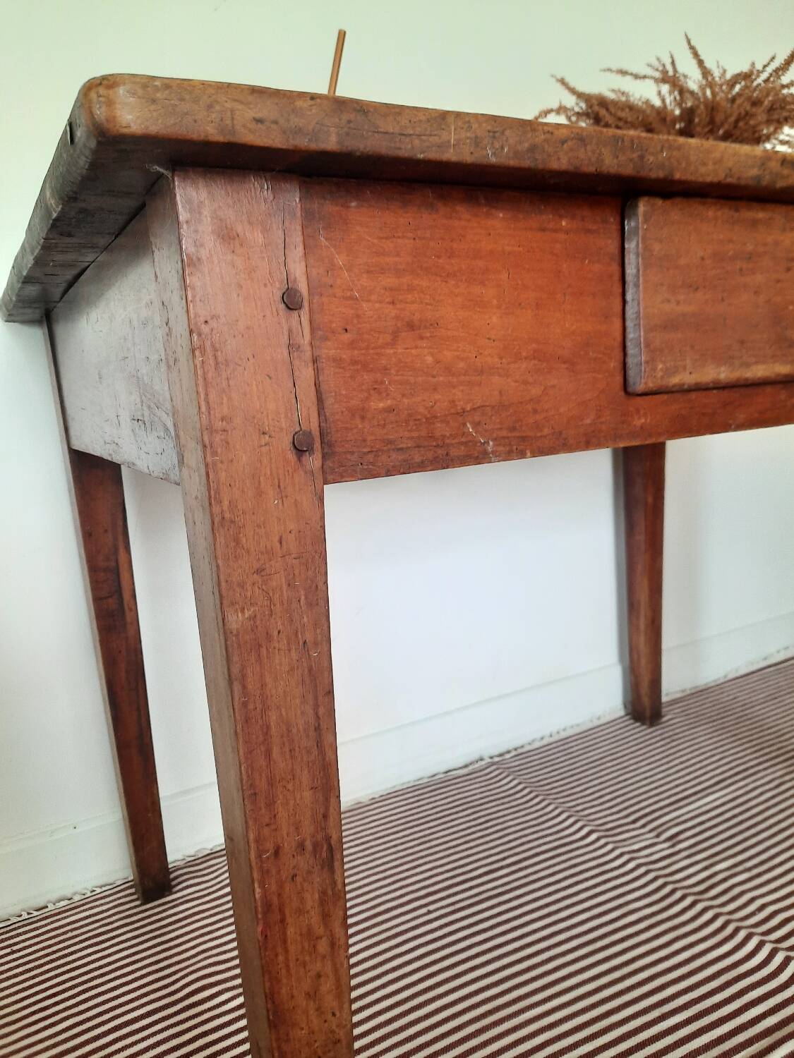 Antique farmhouse table with drawer