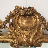 Miroir ancien en bois doré sculpté époque XVIIIe transition Louis XV Louis XVI 77x110cm